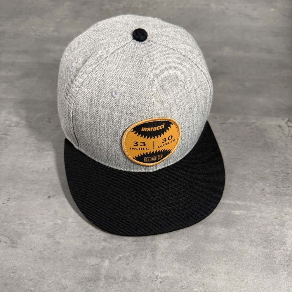 Marucci‎ Baseballism Snapback Hat Mens Grey Black Bat Specs Patch Flat Brim Cap